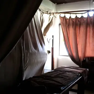 Private massage tent at Praanadha