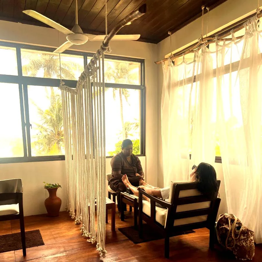 Foot reflexology session at Praanadha Ayurveda Wellness