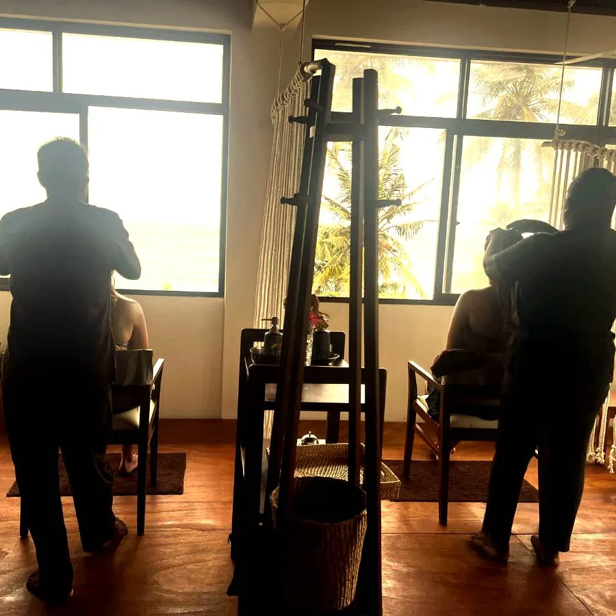 Ocean-facing treatment room at Praanadha Ayurveda Wellness