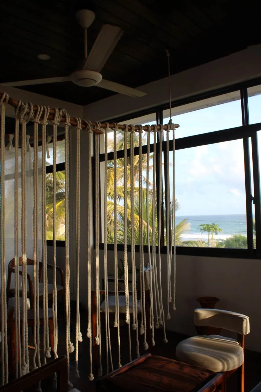 Rope curtain, sea view at Praanadha Ayurveda Wellness