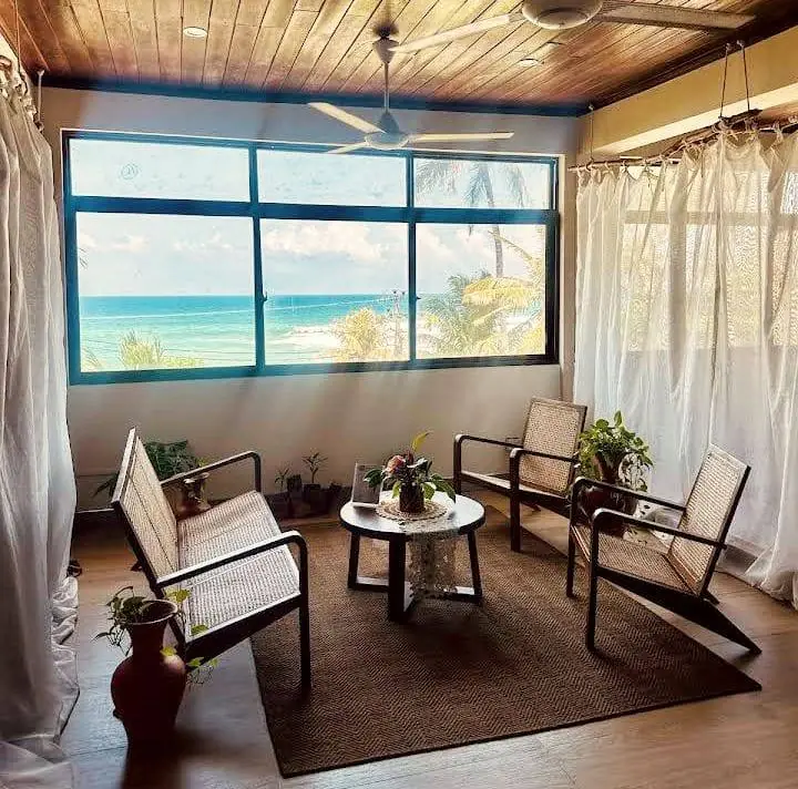 Sea-view lounge at Praanadha Ayurveda Wellness, Ahangama