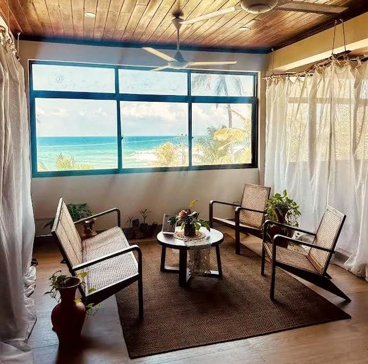 Sea-view lounge at Praanadha Ayurveda Wellness